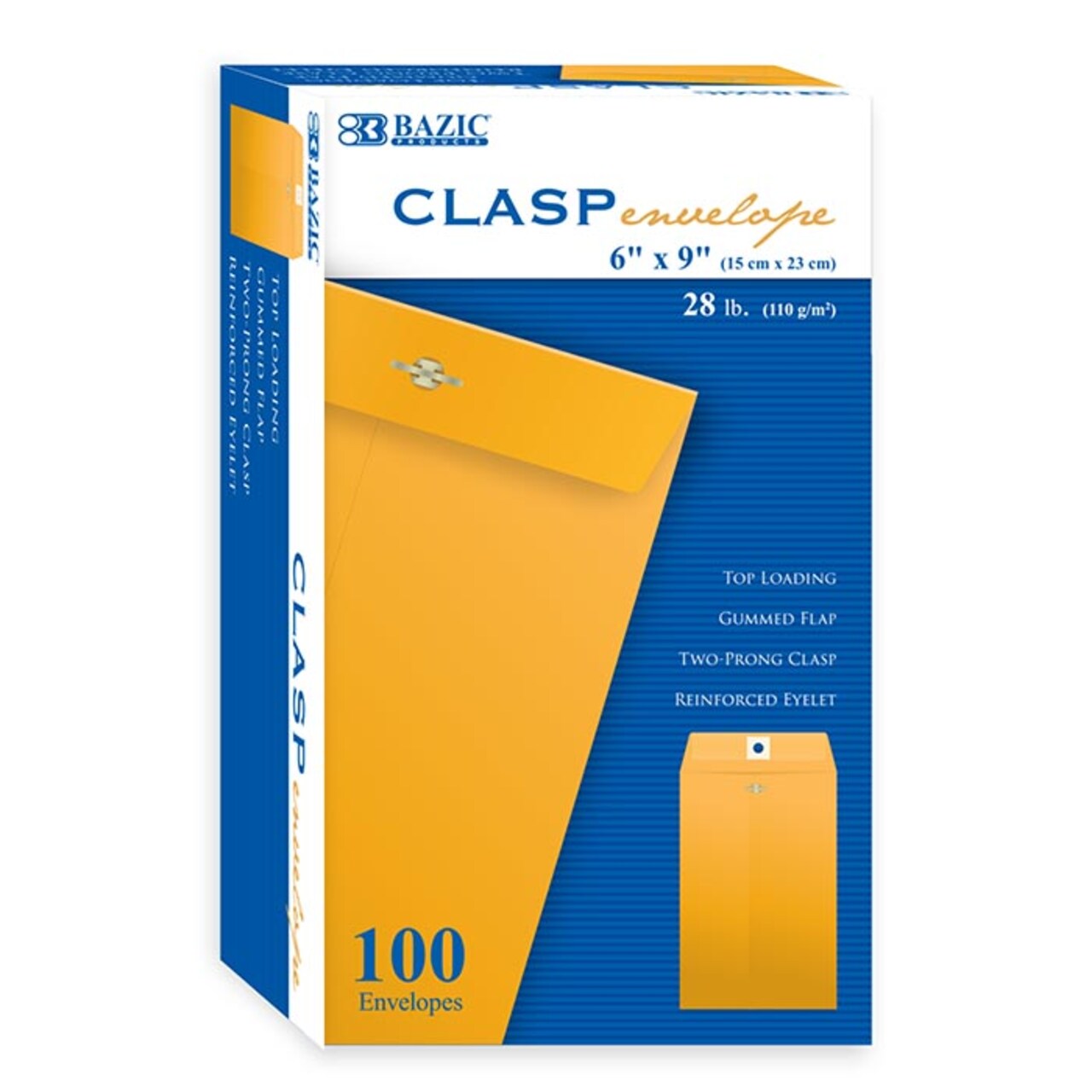 BAZIC 6 x 9 in Manila Clasp Envelopes, 100 Count, Metal Clasp Closure